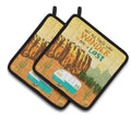 Retro Camper Camping Wander Pot Holder Set of 2 Heat Resistant Quilted Hot Pads 7.5 x 7.5 Inch, Insulated Kitchen Trivets for Cooking & Baking