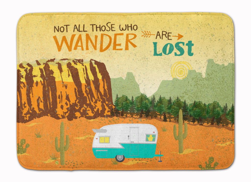 Retro Camper Camping Wander Memory Foam Kitchen Mat Machine Washable Anti-Fatigue Cushion Comfort Bath or Kitchen Rug