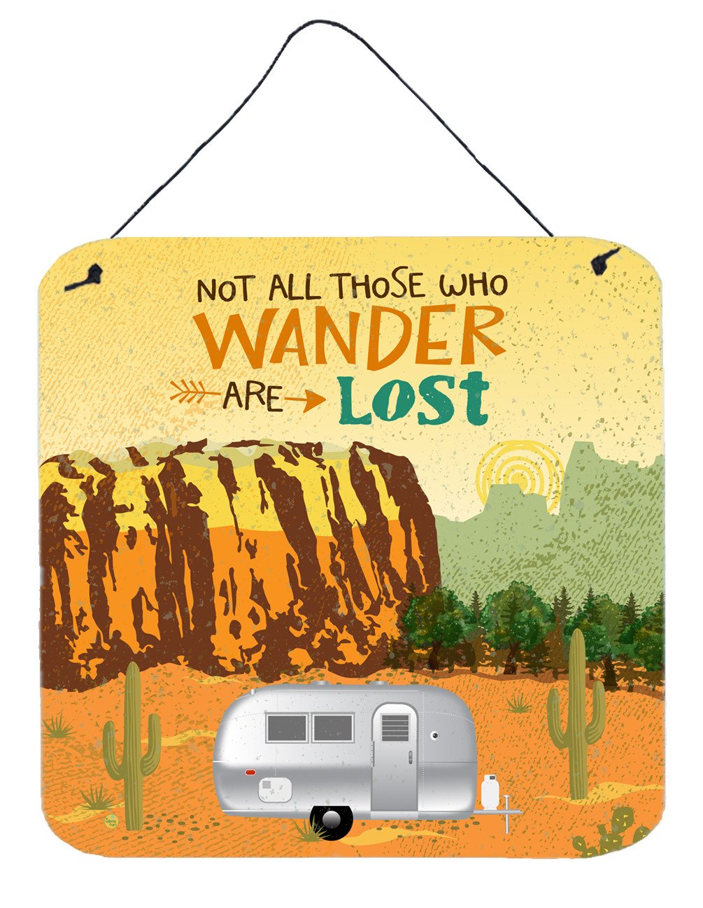 Airstream Camper Camping Wander Wall or Door Hanging Prints Aluminum Metal Sign Kitchen Wall Bar Bathroom Plaque Home Decor, 6x6, Multicolor