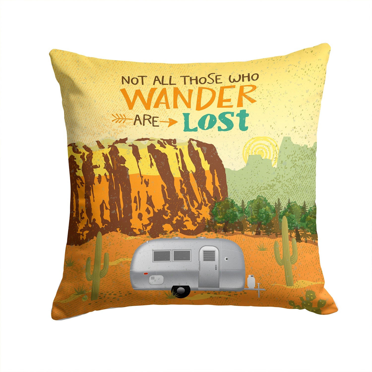 Airstream Camper Camping Wander Decorative Throw Pillow 14x14 Indoor Outdoor Accent Cushion, Fabric Cover with Insert for Sofa, Bed, Porch & Living Room