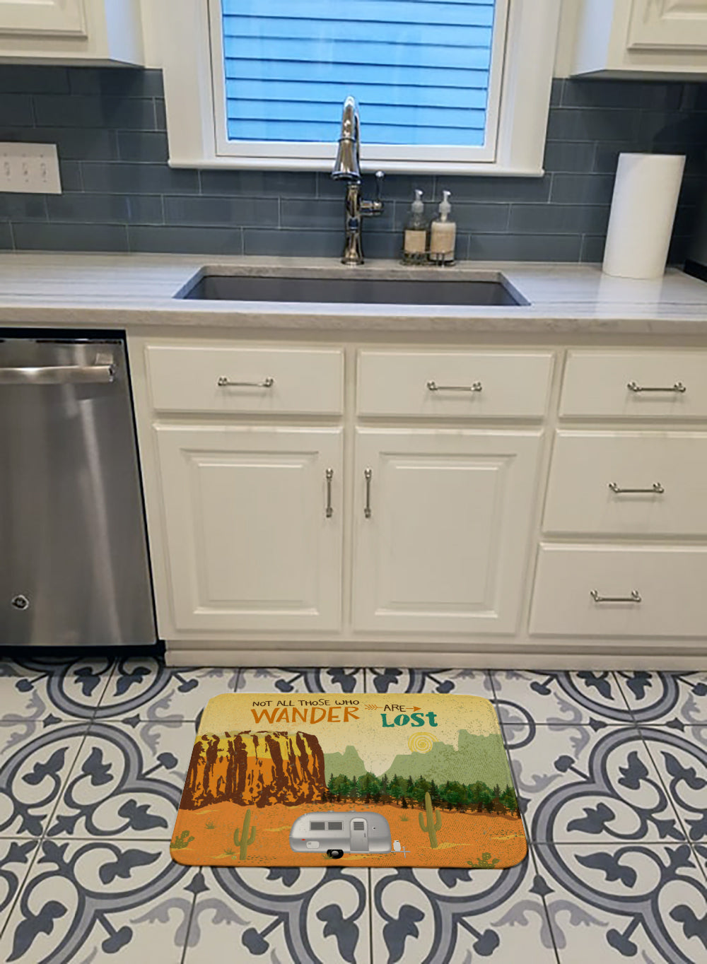 Airstream Camper Camping Wander Memory Foam Kitchen Mat Machine Washable Anti-Fatigue Cushion Comfort Bath or Kitchen Rug
