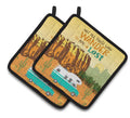 RV Camper Camping Wander Pot Holder Set of 2 Heat Resistant Quilted Hot Pads 7.5 x 7.5 Inch, Insulated Kitchen Trivets for Cooking & Baking