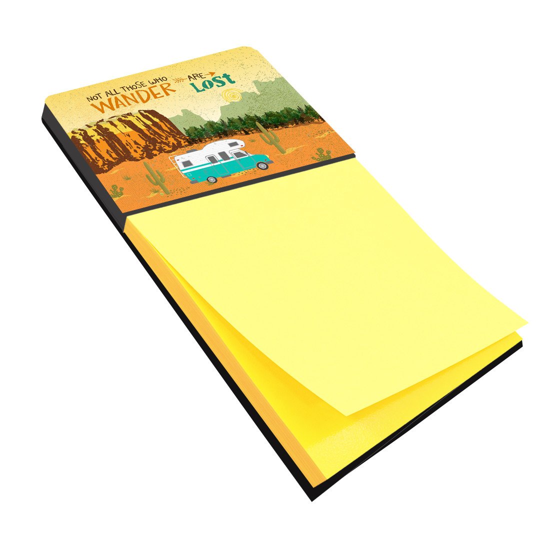 RV Camper Camping Wander Watercolor Sticky Note Holder Refillable Dispenser Desk Accessory 3x3 Pad Gift