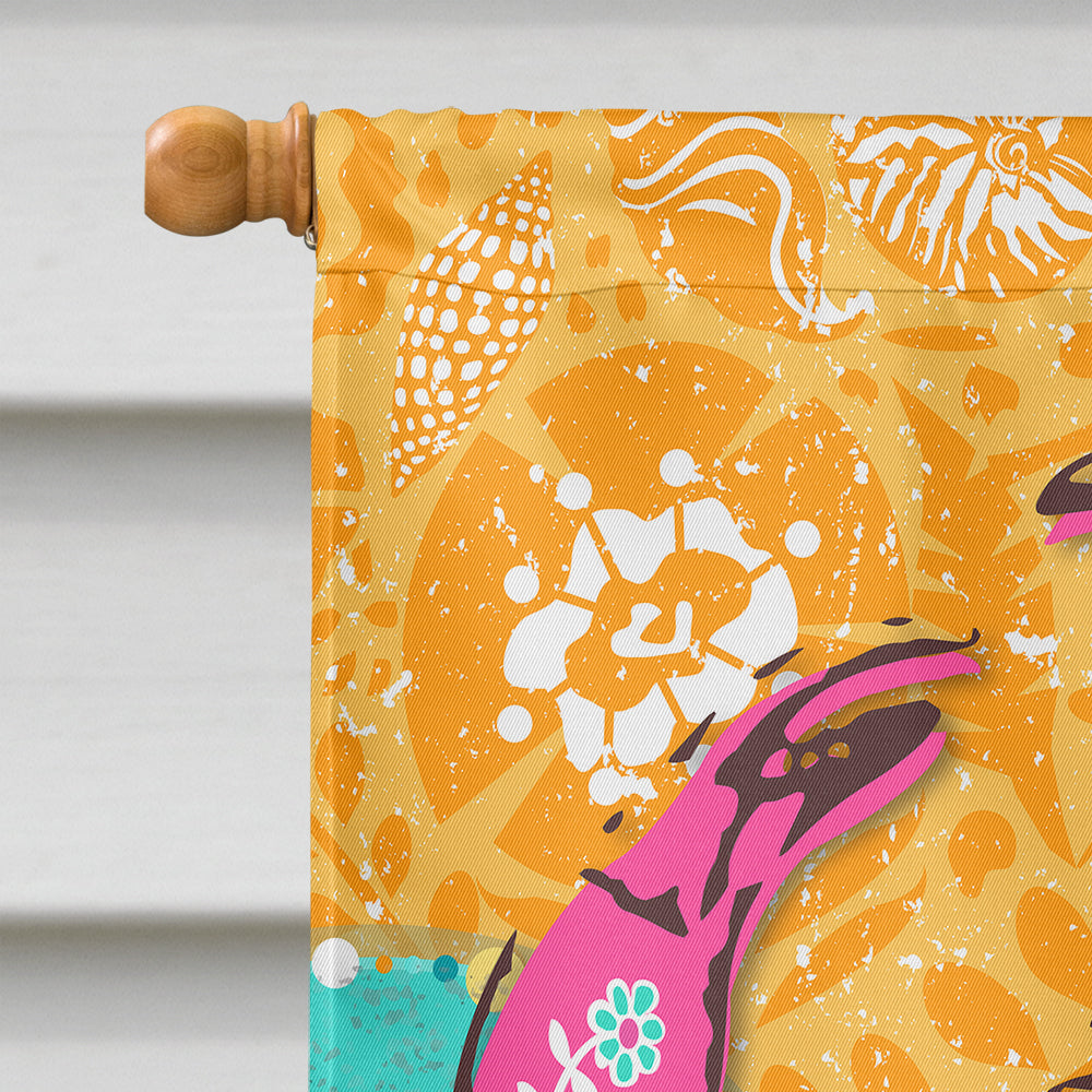Coastal Pink Crab House Flag 28x40 Porch Sleeve Pole Decorative Outside Yard Banner Artwork Wall Hanging, Polyester