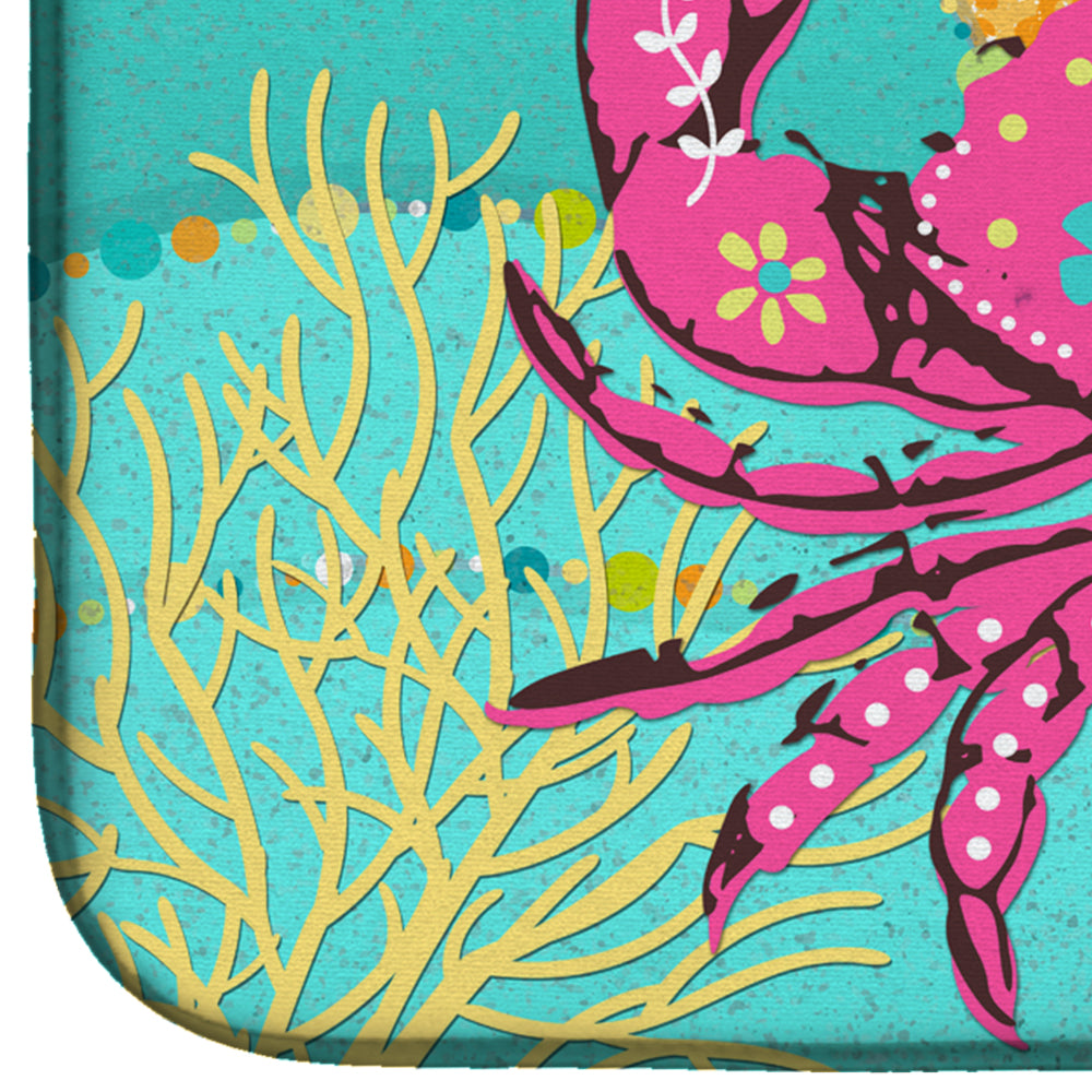 Coastal Pink Crab Dish Drying Mat Absorbent Dish Drying Mat Pad for Kitchen Counter Dish Drainer Mat for Countertop, 14 x 21", Multicolor