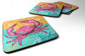 Coastal Pink Crab Foam Coasters Set of 4 Cup Coasters for Indoor Outdoor, Tabletop Protection, Anti Slip, Mouse pad Material