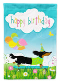 Happy Birthday Dachshund House Flag 28x40 Porch Sleeve Pole Decorative Outside Yard Banner Artwork Wall Hanging, Polyester