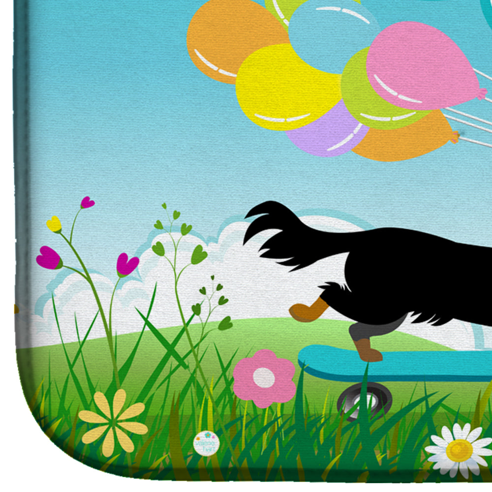 Happy Birthday Dachshund Dish Drying Mat Absorbent Dish Drying Mat Pad for Kitchen Counter Dish Drainer Mat for Countertop, 14 x 21", Multicolor