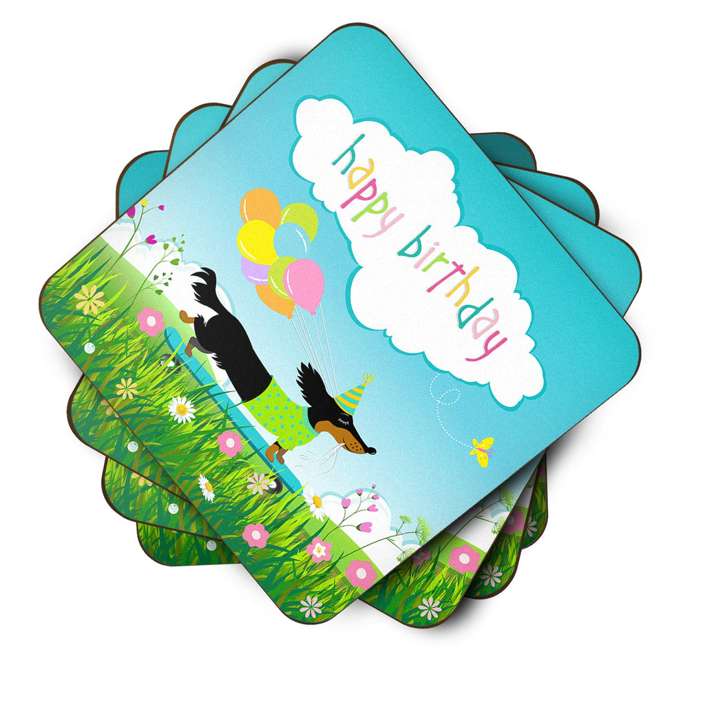 Happy Birthday Dachshund Foam Coasters Set of 4 Cup Coasters for Indoor Outdoor, Tabletop Protection, Anti Slip, Mouse pad Material