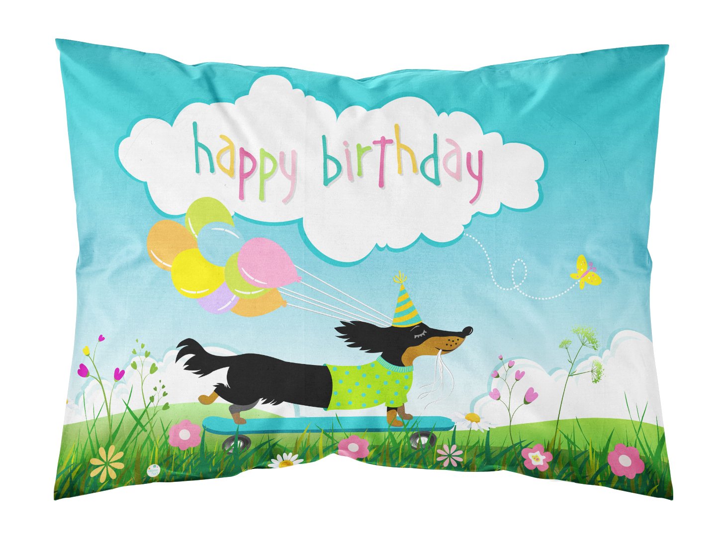 Happy Birthday Dachshund Standard Pillowcase Lightweight Super Soft Easy Care Decorative Artwork Pillowcase, Standard