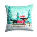 Merry Christmas Dachshund Decorative Throw Pillow 14x14 Indoor Outdoor Accent Cushion, Fabric Cover with Insert for Sofa, Bed, Porch & Living Room