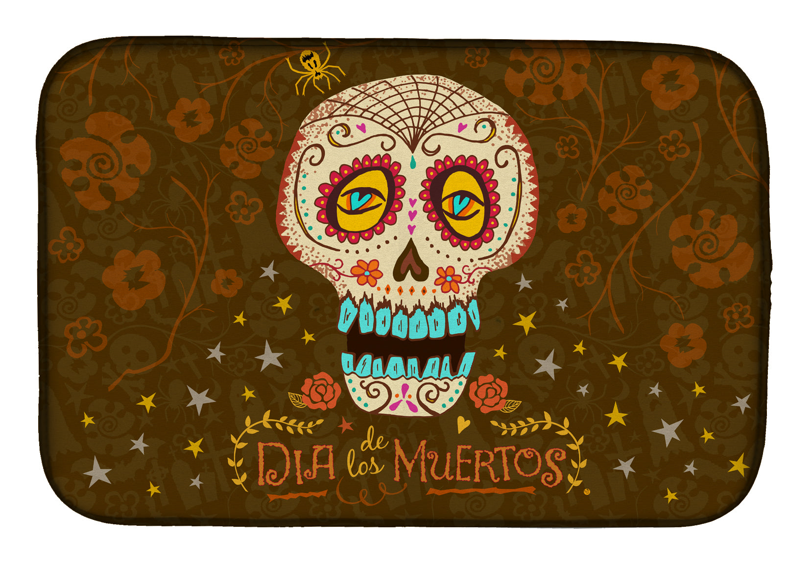 Day of the Dead Dish Drying Mat Absorbent Dish Drying Mat Pad for Kitchen Counter Dish Drainer Mat for Countertop, 14 x 21", Multicolor
