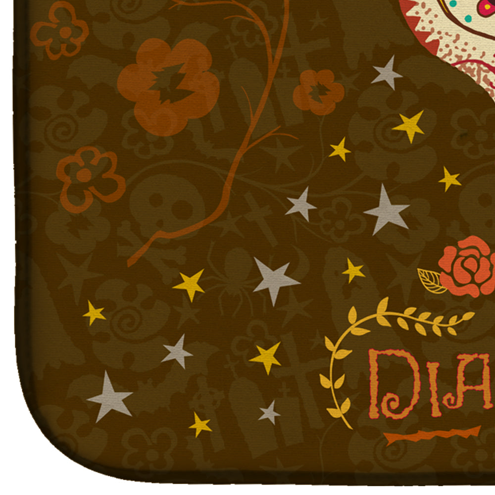 Day of the Dead Dish Drying Mat Absorbent Dish Drying Mat Pad for Kitchen Counter Dish Drainer Mat for Countertop, 14 x 21", Multicolor