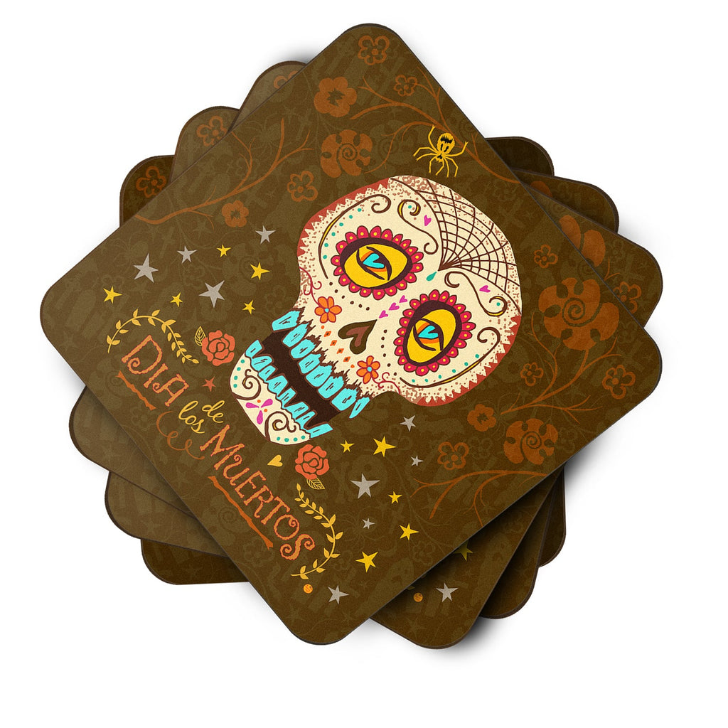 Day of the Dead Foam Coasters Set of 4 Cup Coasters for Indoor Outdoor, Tabletop Protection, Anti Slip, Mouse pad Material