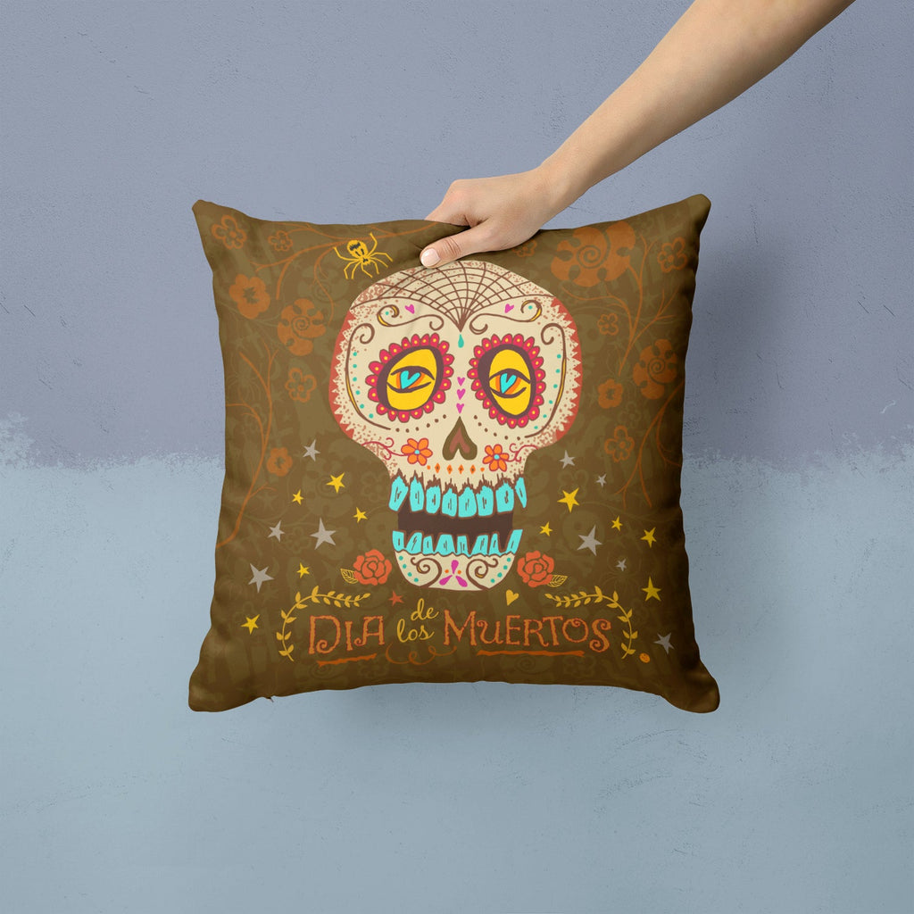 Day of the Dead Decorative Throw Pillow 14x14 Indoor Outdoor Accent Cushion, Fabric Cover with Insert for Sofa, Bed, Porch & Living Room
