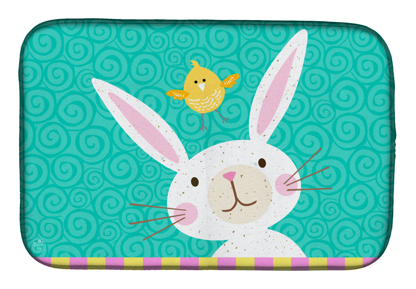 Happy Easter Rabbit Dish Drying Mat Absorbent Dish Drying Mat Pad for Kitchen Counter Dish Drainer Mat for Countertop, 14 x 21", Multicolor