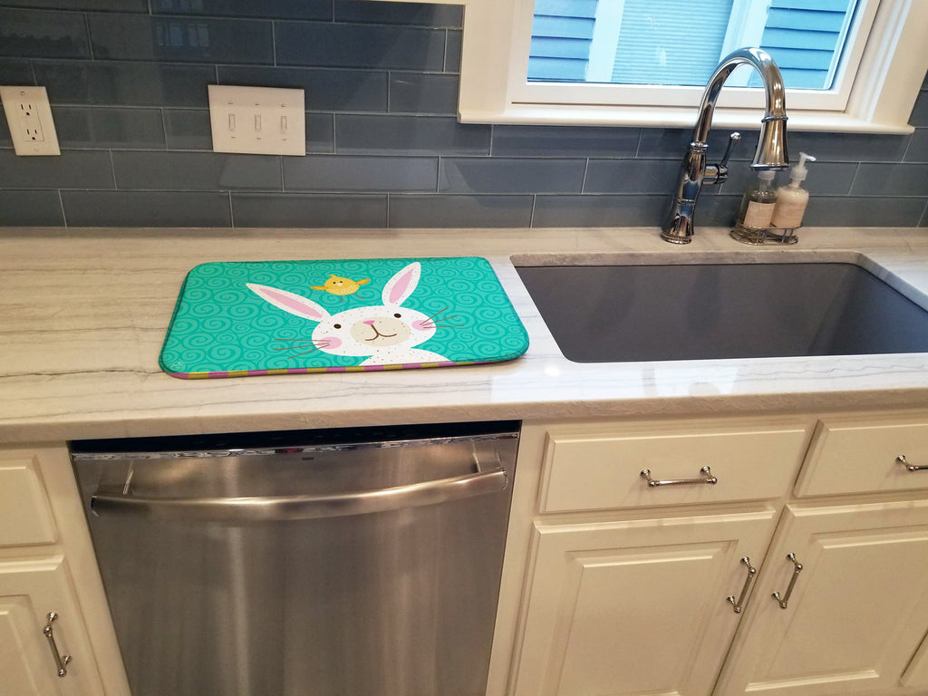 Happy Easter Rabbit Dish Drying Mat Absorbent Dish Drying Mat Pad for Kitchen Counter Dish Drainer Mat for Countertop, 14 x 21", Multicolor