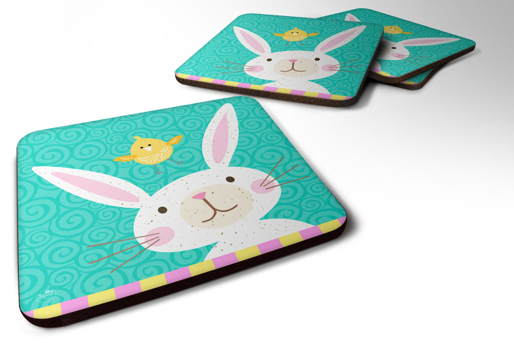 Happy Easter Rabbit Foam Coasters Set of 4 Cup Coasters for Indoor Outdoor, Tabletop Protection, Anti Slip, Mouse pad Material