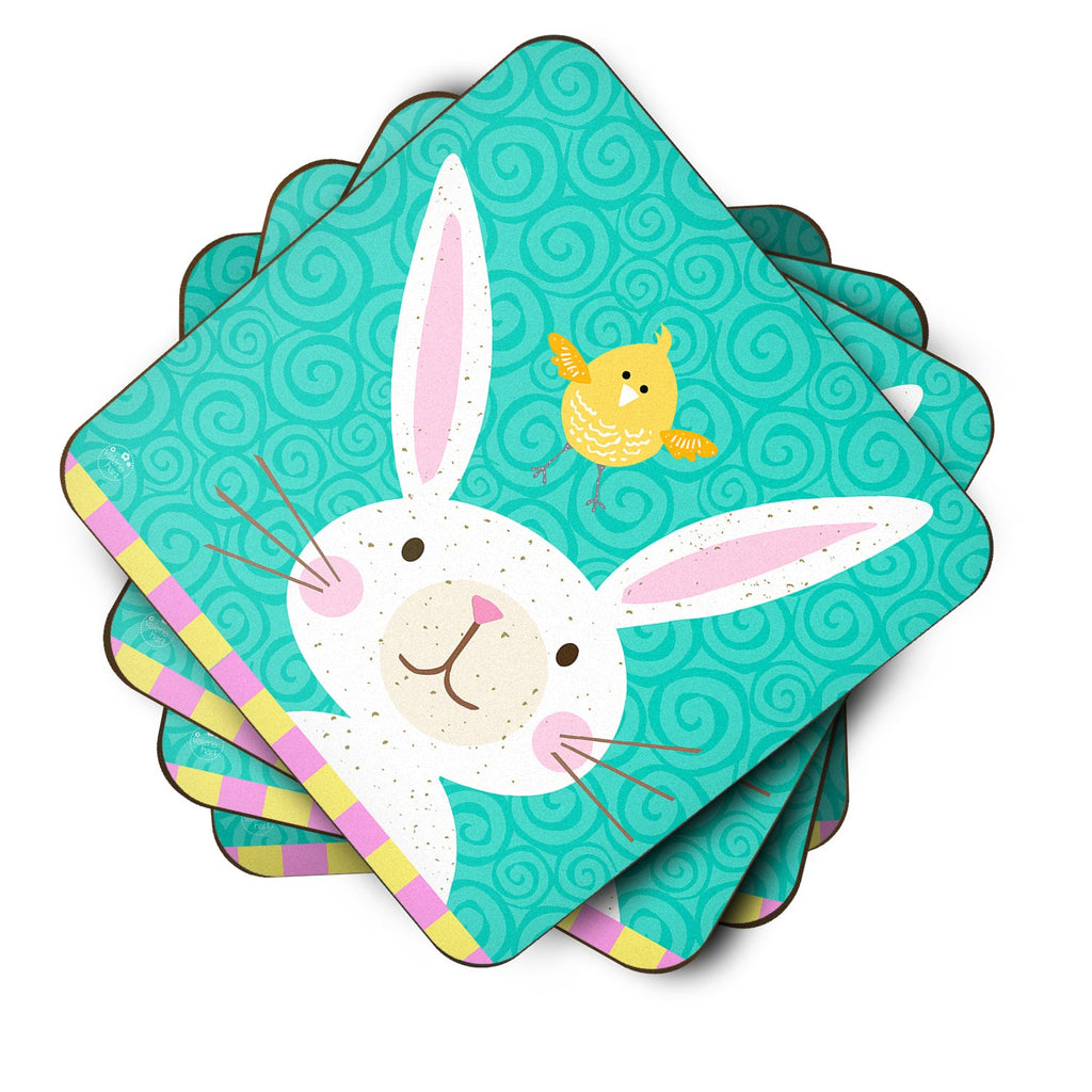 Happy Easter Rabbit Foam Coasters Set of 4 Cup Coasters for Indoor Outdoor, Tabletop Protection, Anti Slip, Mouse pad Material