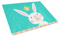 Happy Easter Rabbit Cutting Board Tempered Glass Kitchen Cutting Surface, Heat Resistant Chopping, Non-Slip Feet, Food Prep & Serving