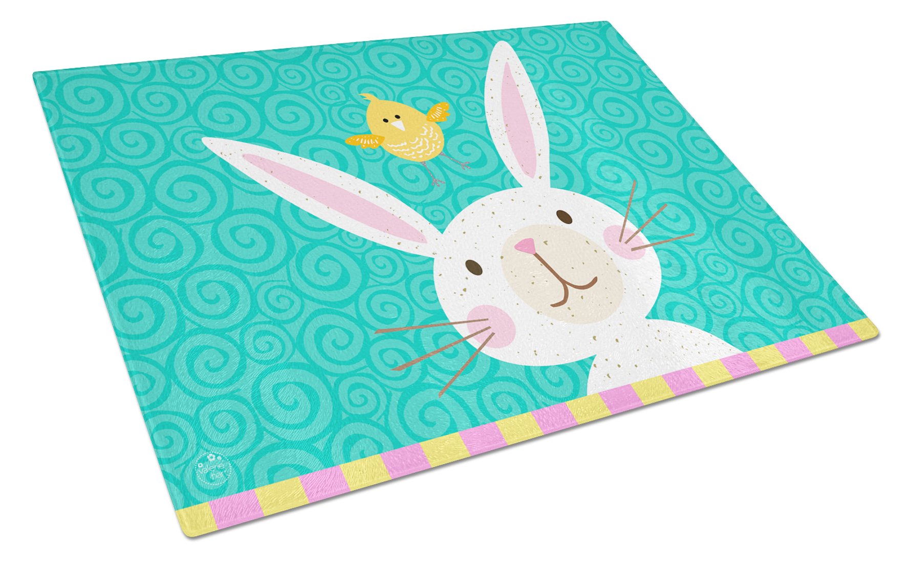Happy Easter Rabbit Cutting Board Tempered Glass Kitchen Cutting Surface, Heat Resistant Chopping, Non-Slip Feet, Food Prep & Serving