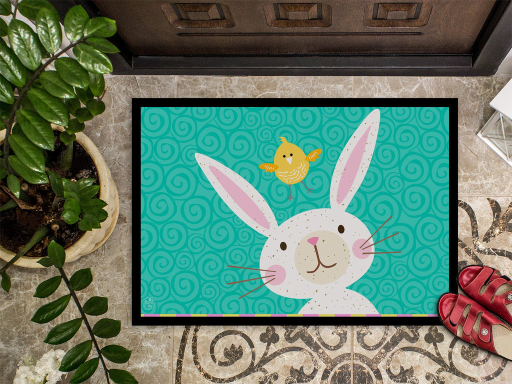 Happy Easter Rabbit Doormat Indoor Outdoor 18H X 27W Front Door Mat Rugs for Entryway, Non Slip Washable