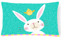 Happy Easter Rabbit Decorative Throw Pillow 12x16 Indoor Outdoor Accent Cushion, Fabric Cover with Insert for Sofa, Bed, Porch & Living Room