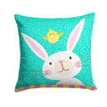 Happy Easter Rabbit Decorative Throw Pillow 14x14 Indoor Outdoor Accent Cushion, Fabric Cover with Insert for Sofa, Bed, Porch & Living Room