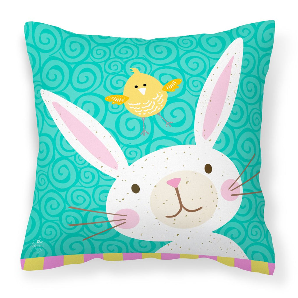 Happy Easter Rabbit Decorative Throw Pillow 18x18 Indoor Outdoor Accent Cushion, Fabric Cover with Insert for Sofa, Bed, Porch & Living Room