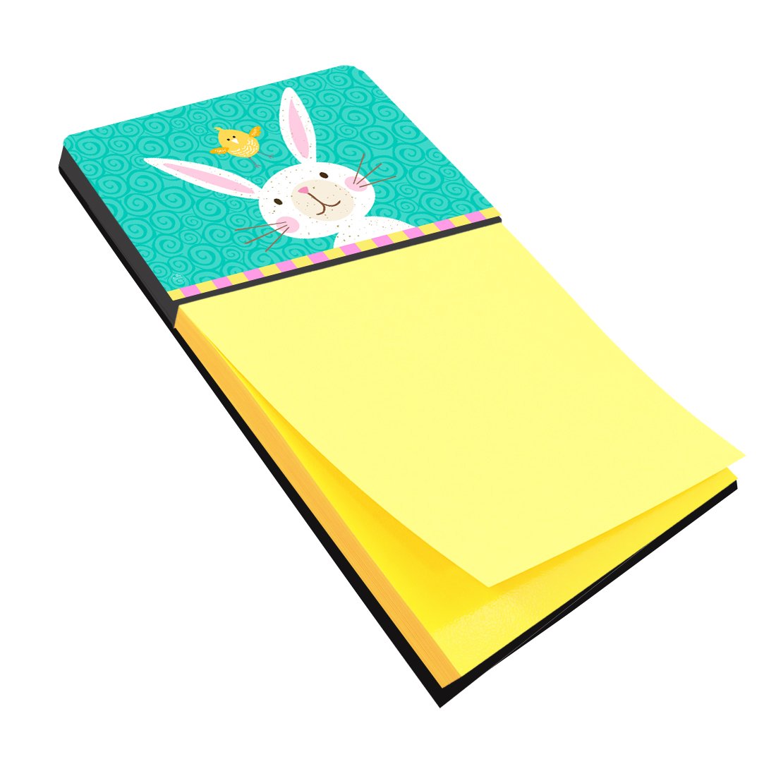 Happy Easter Rabbit Watercolor Sticky Note Holder Refillable Dispenser Desk Accessory 3x3 Pad Gift