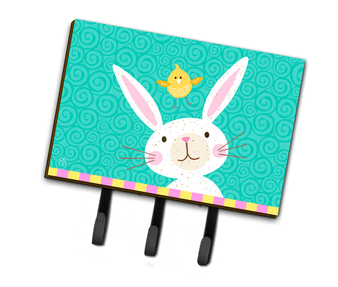 Happy Easter Rabbit Leash or Key Holder Wall Hooks, Coat Rack Wall Mount, for Hanging Keys, Towels, Aprons, Leashes