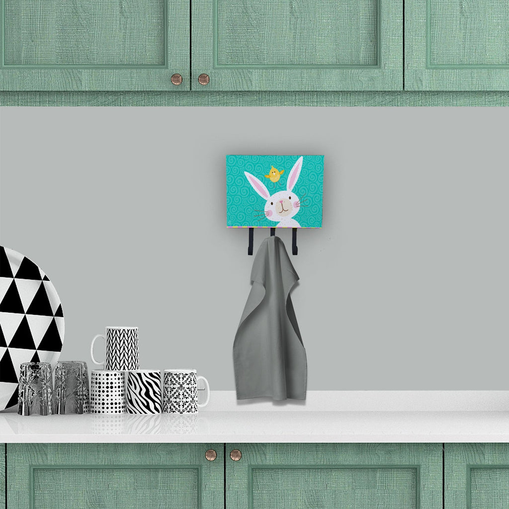 Happy Easter Rabbit Leash or Key Holder Wall Hooks, Coat Rack Wall Mount, for Hanging Keys, Towels, Aprons, Leashes