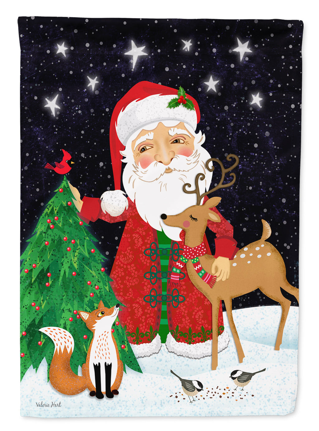 Santa Claus Christmas House Flag 28x40 Porch Sleeve Pole Decorative Outside Yard Banner Artwork Wall Hanging, Polyester
