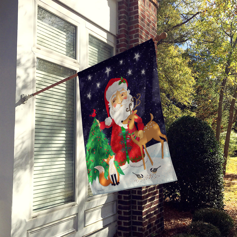 Santa Claus Christmas House Flag 28x40 Porch Sleeve Pole Decorative Outside Yard Banner Artwork Wall Hanging, Polyester