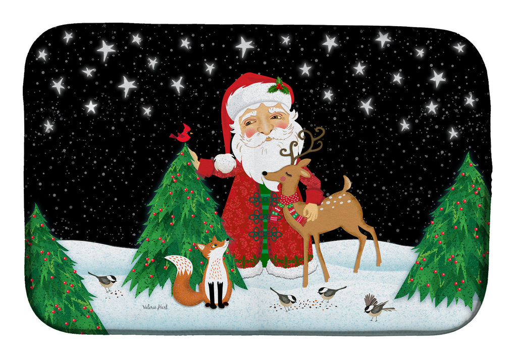 Santa Claus Christmas Dish Drying Mat Absorbent Dish Drying Mat Pad for Kitchen Counter Dish Drainer Mat for Countertop, 14 x 21", Multicolor