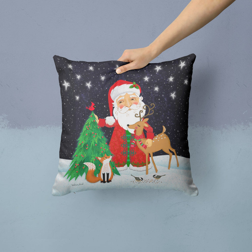Santa Claus Christmas Decorative Throw Pillow 14x14 Indoor Outdoor Accent Cushion, Fabric Cover with Insert for Sofa, Bed, Porch & Living Room