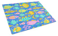Little Colorful Fishes Cutting Board Tempered Glass Kitchen Cutting Surface, Heat Resistant Chopping, Non-Slip Feet, Food Prep & Serving