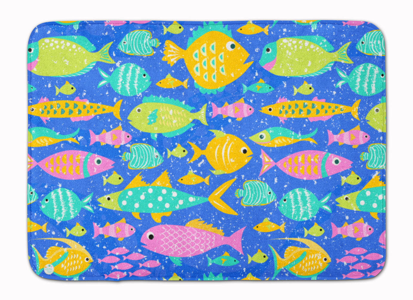 Little Colorful Fishes Memory Foam Kitchen Mat Machine Washable Anti-Fatigue Cushion Comfort Bath or Kitchen Rug