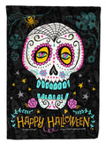 Happy Halloween Day of the Dead House Flag 28x40 Porch Sleeve Pole Decorative Outside Yard Banner Artwork Wall Hanging, Polyester