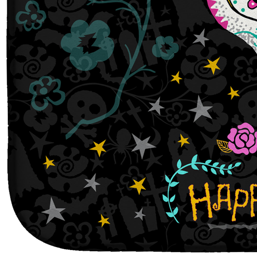 Happy Halloween Day of the Dead Dish Drying Mat Absorbent Dish Drying Mat Pad for Kitchen Counter Dish Drainer Mat for Countertop, 14 x 21", Multicolor