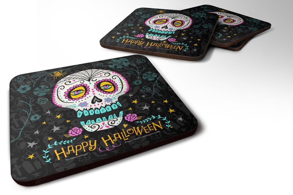 Happy Halloween Day of the Dead Foam Coasters Set of 4 Cup Coasters for Indoor Outdoor, Tabletop Protection, Anti Slip, Mouse pad Material