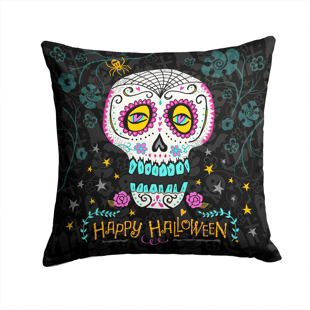 Happy Halloween Day of the Dead Decorative Throw Pillow 14x14 Indoor Outdoor Accent Cushion, Fabric Cover with Insert for Sofa, Bed, Porch & Living Room