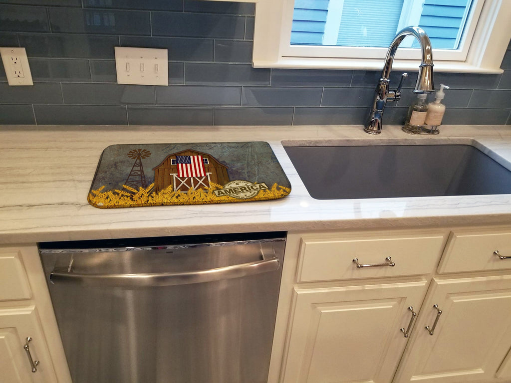 Patriotic Barn Land of America Dish Drying Mat Absorbent Dish Drying Mat Pad for Kitchen Counter Dish Drainer Mat for Countertop, 14 x 21", Multicolor
