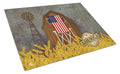 Patriotic Barn Land of America Cutting Board Tempered Glass Kitchen Cutting Surface, Heat Resistant Chopping, Non-Slip Feet, Food Prep & Serving