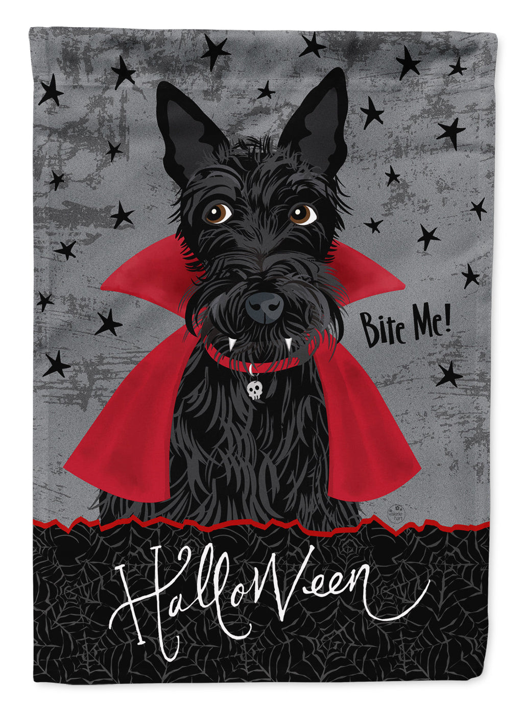 Halloween Vampire Scottie House Flag 28x40 Porch Sleeve Pole Decorative Outside Yard Banner Artwork Wall Hanging, Polyester