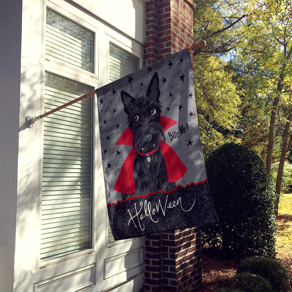 Halloween Vampire Scottie House Flag 28x40 Porch Sleeve Pole Decorative Outside Yard Banner Artwork Wall Hanging, Polyester