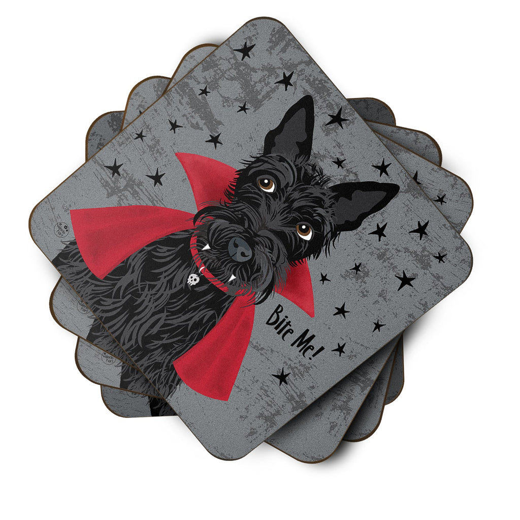 Halloween Vampire Scottie Foam Coasters Set of 4 Cup Coasters for Indoor Outdoor, Tabletop Protection, Anti Slip, Mouse pad Material
