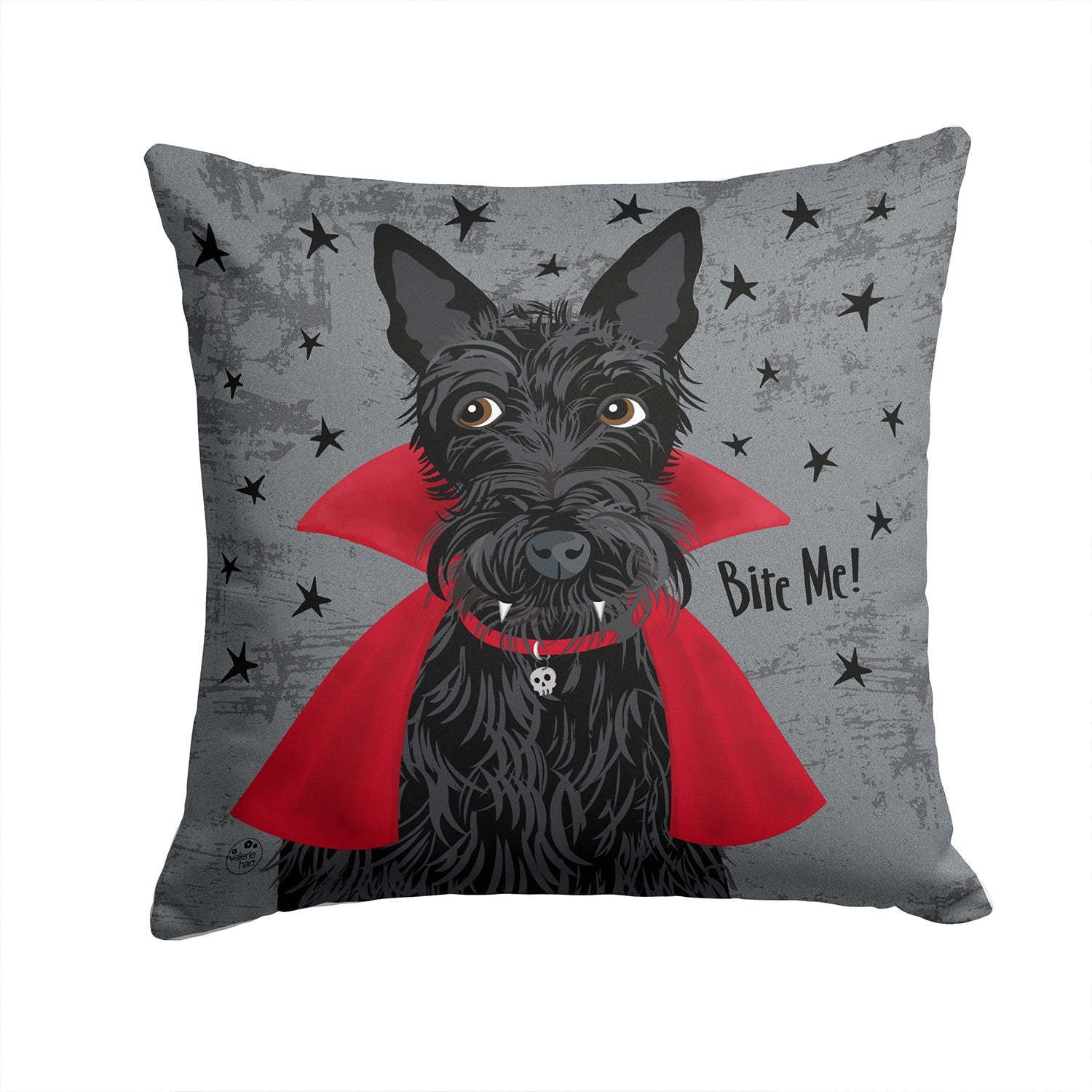 Halloween Vampire Scottie Decorative Throw Pillow 14x14 Indoor Outdoor Accent Cushion, Fabric Cover with Insert for Sofa, Bed, Porch & Living Room