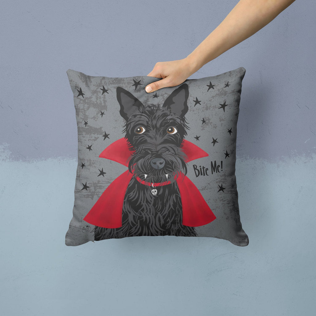 Halloween Vampire Scottie Decorative Throw Pillow 14x14 Indoor Outdoor Accent Cushion, Fabric Cover with Insert for Sofa, Bed, Porch & Living Room