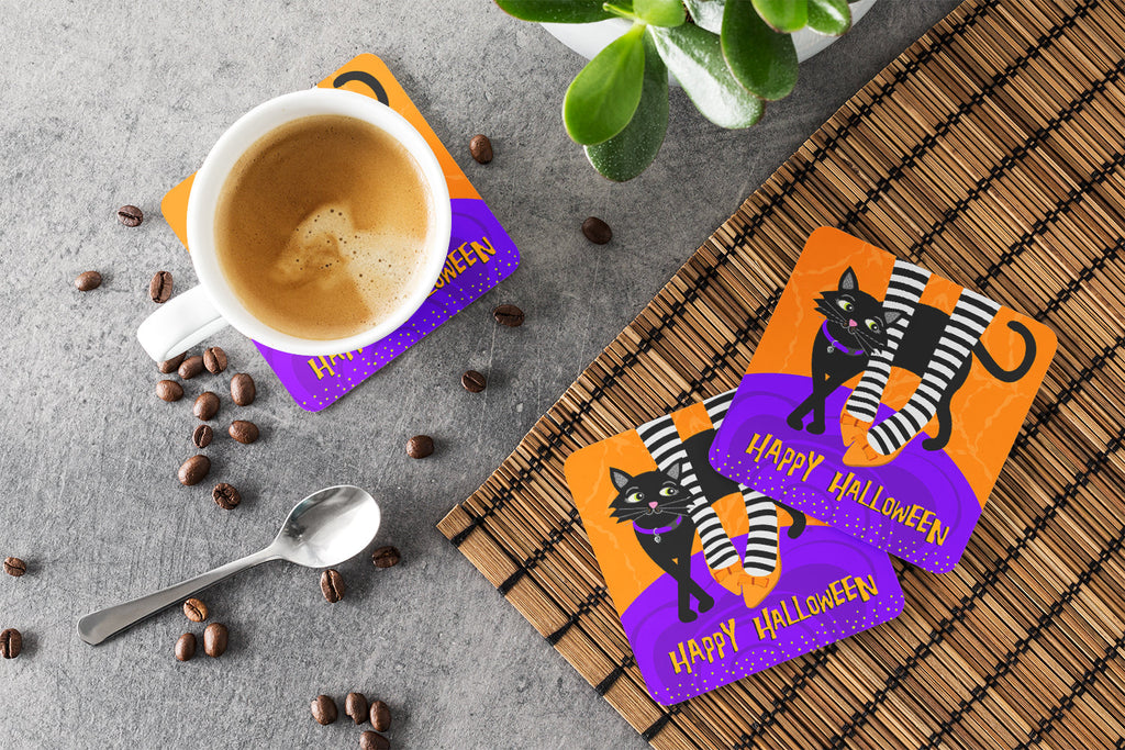 Halloween Witches Feet Foam Coasters Set of 4 Cup Coasters for Indoor Outdoor, Tabletop Protection, Anti Slip, Mouse pad Material